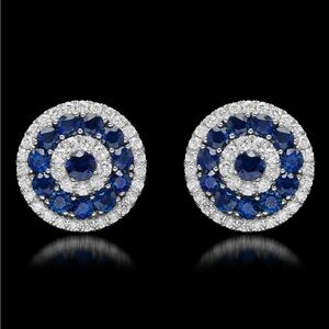 14K Gold Sapphire and Diamond Earrings